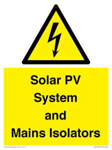 Solar PV System and Mains Isolators